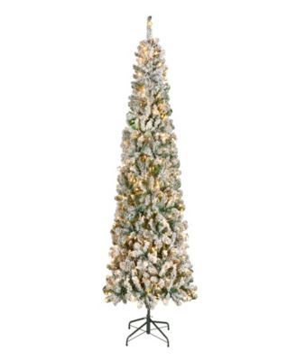 First Traditions 7.5' Acacia Medium Flocked Tree with Clear Lights