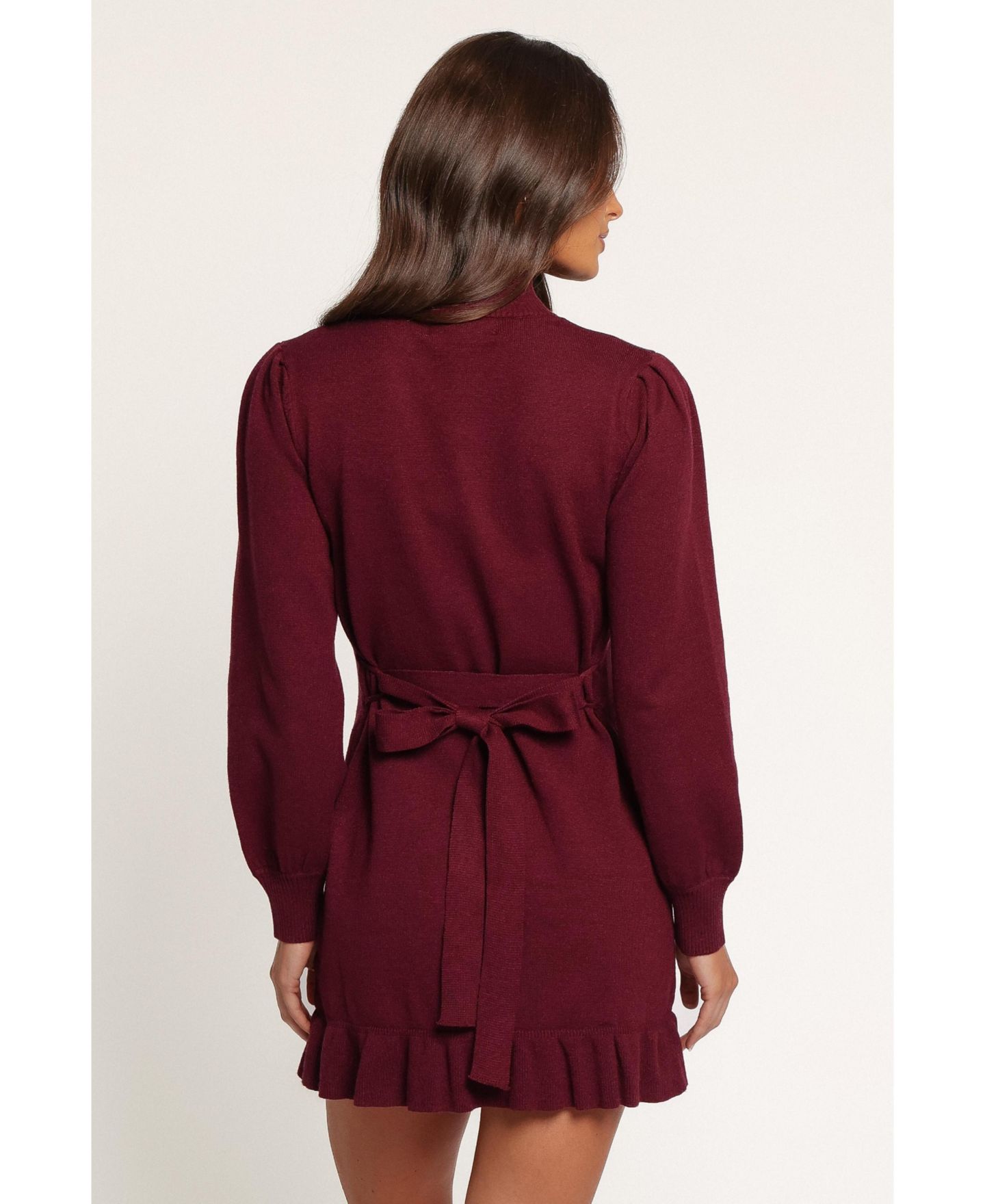 Женское платье Petal and Pup Londyn Long Sleeve Mock Neck Ruffle Mini, цвет: Тёмный красный — фото 3