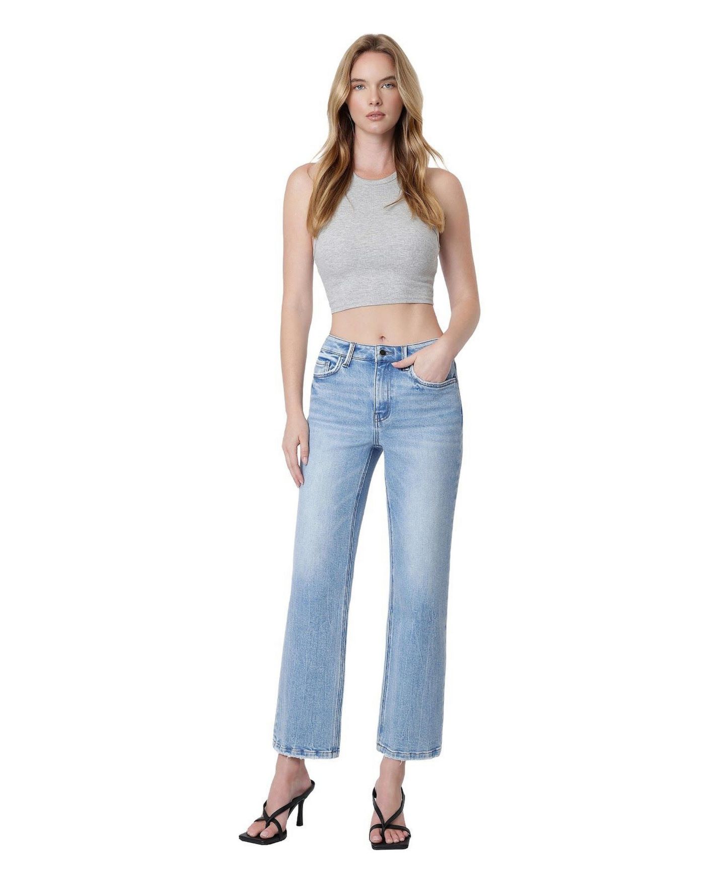 Женские джинсы Flying Monkey Little Bitty High Rise Light Wash Wide-Leg, цвет: Пастельный синий — фото 2
