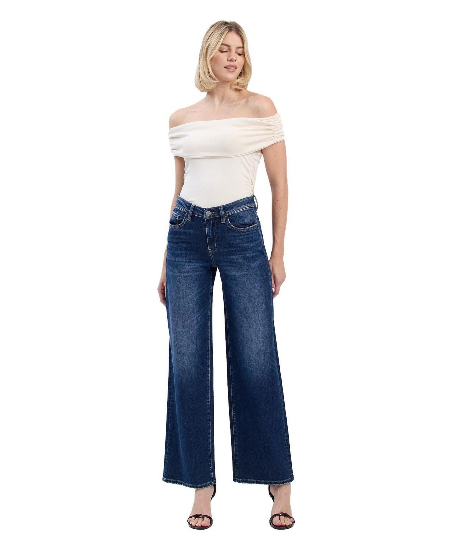 Женские джинсы Flying Monkey Elbe River High-Rise, Wide-Leg Denim, цвет: Тёмный синий — фото 2