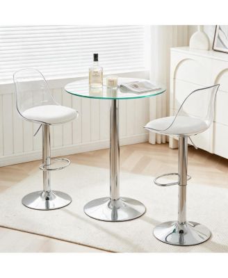 Modern Glam 23 in x 23 in x 28 in Tempered Glass and Chrome Pedestal Bistro Table