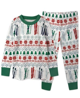 Boys' and Girls' 2T-5T Fair Isle Ski Organic Cotton Top and Pants, 2-Piece Pajama Set