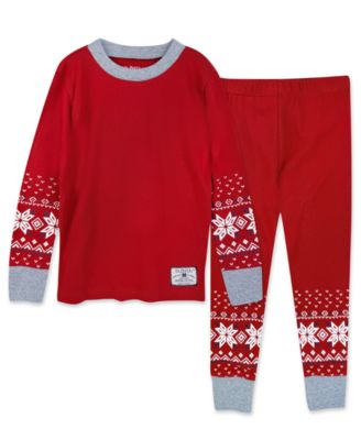 Boys' and Girls' 2T-5T Black Watch Fair Isle Flannel Long Sleeve Organic Cotton Pajamas, 2-Piece Set