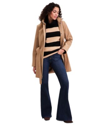 Women's Belted Hooded Zip-Front Raincoat