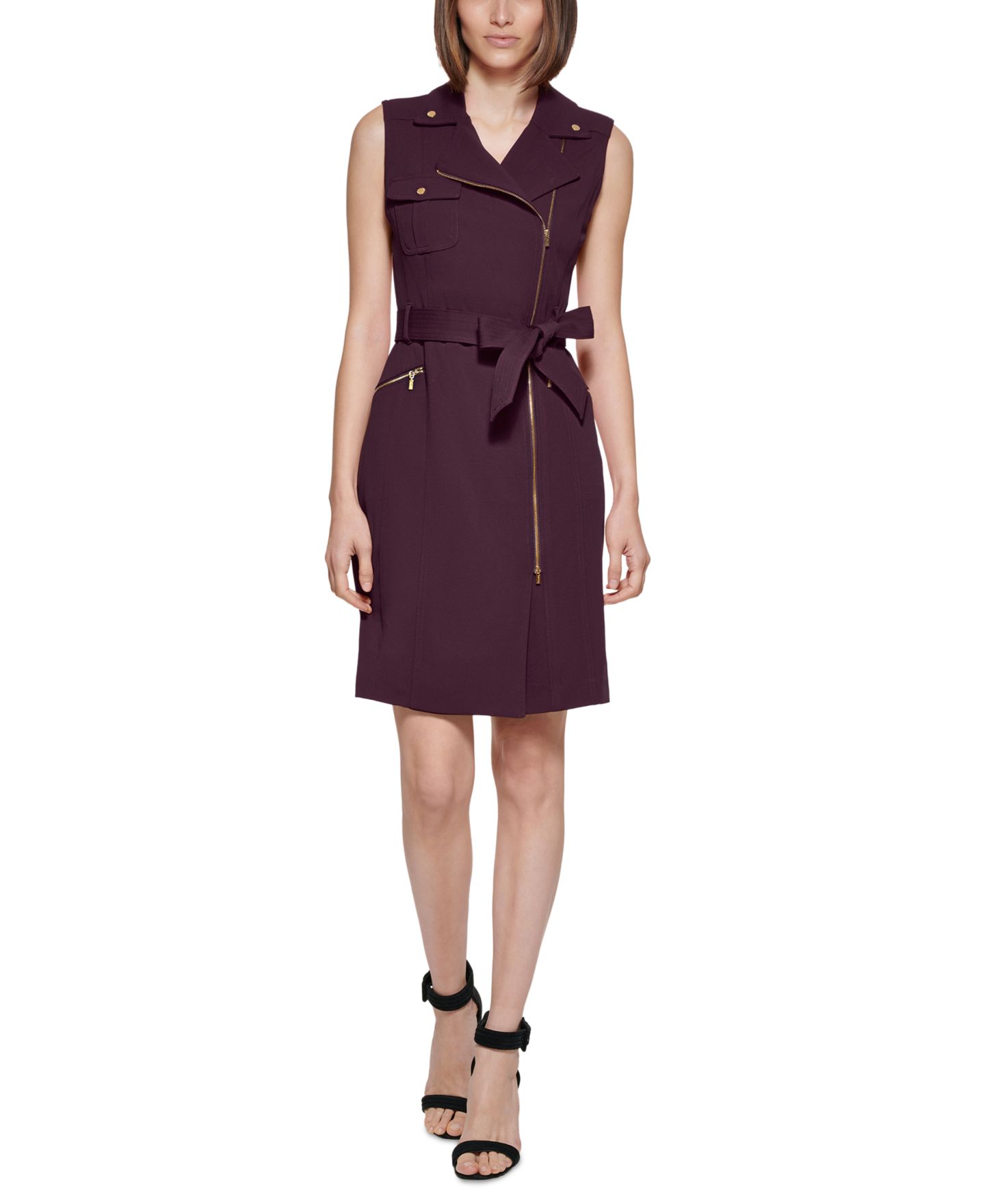 Женское платье Calvin Klein Scuba Crepe Sleeveless, цвет: Баклажановый — фото 1
