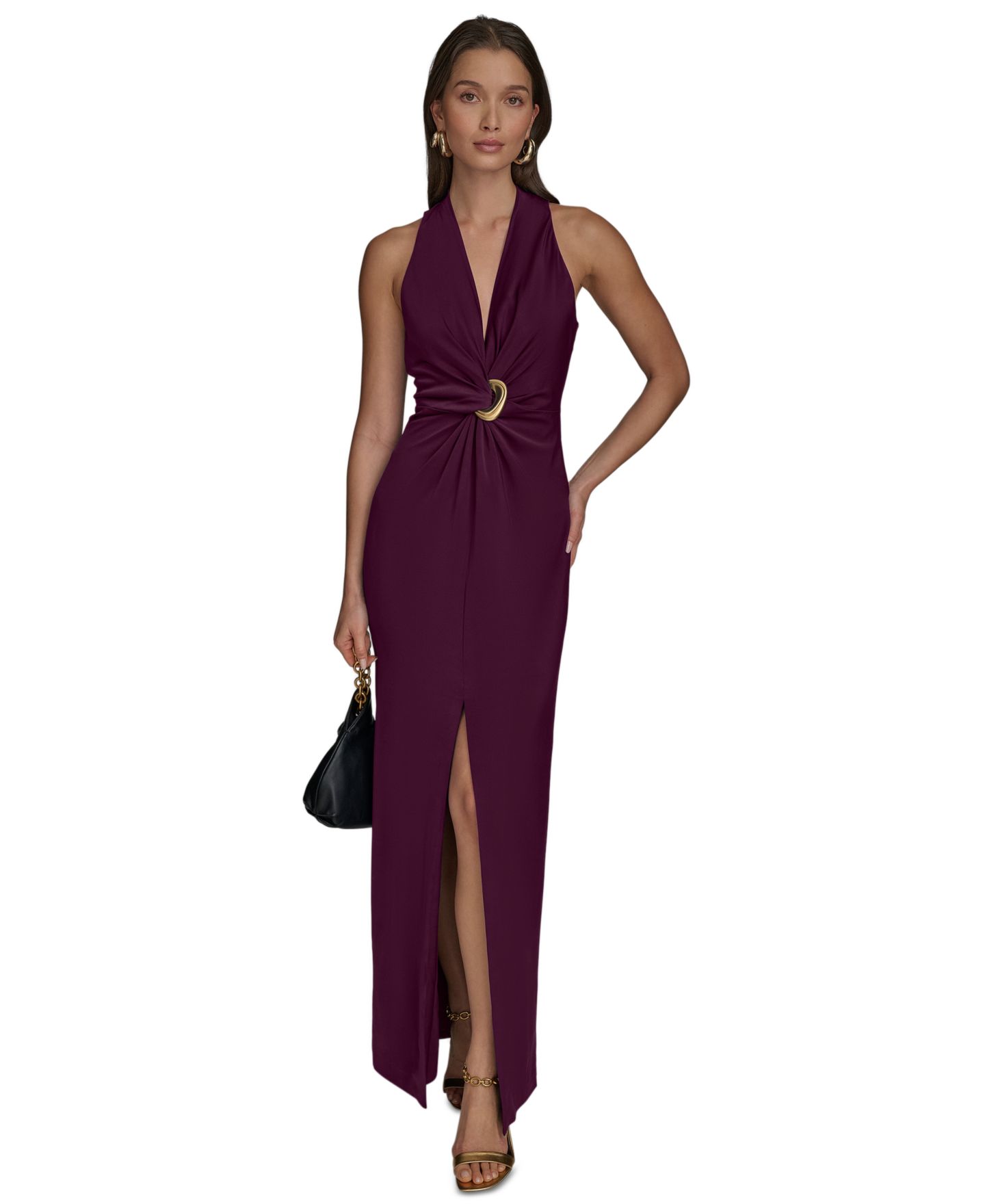 Женское платье Donna Karan New York V-Neck Sleeveless, цвет: Ягодный — фото 1