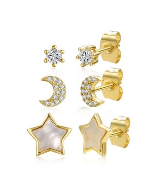 Stunning 3-Piece Astrological Zodiac Galaxy Stud Earrings