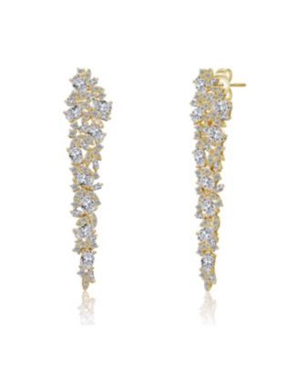Dazzling 14K Gold Plated CZ Statement Dangle Earrings