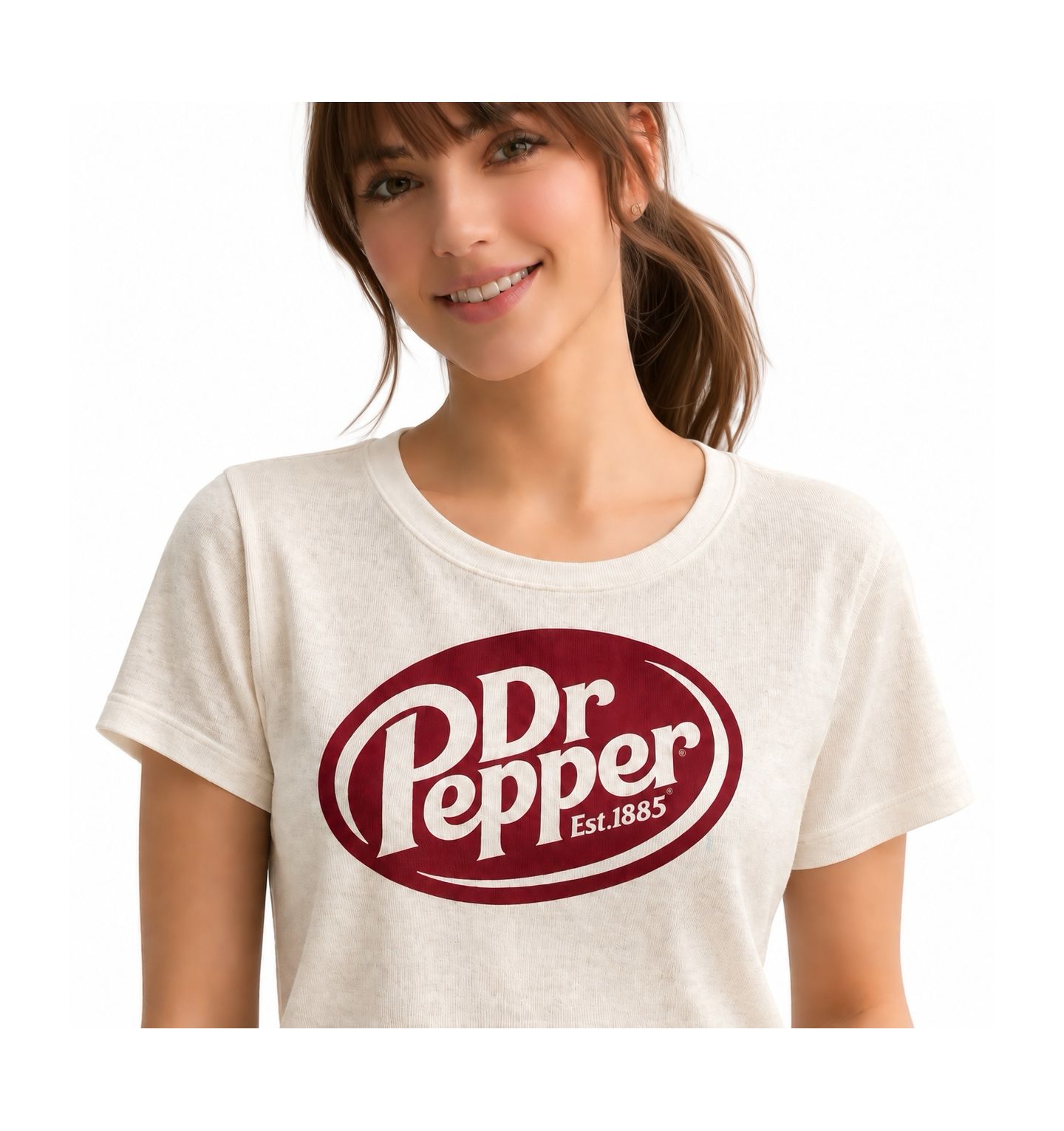 Женская футболка Grayson Threads, The Label Juniors' Dr Pepper Cropped Ribbed Baby Tee, цвет: Бежевый — фото 3