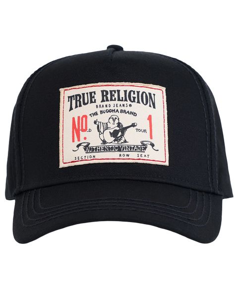 Мужская кепка True Religion Big T Patch Cotton Snapback Hat, цвет: Угольно-чёрный