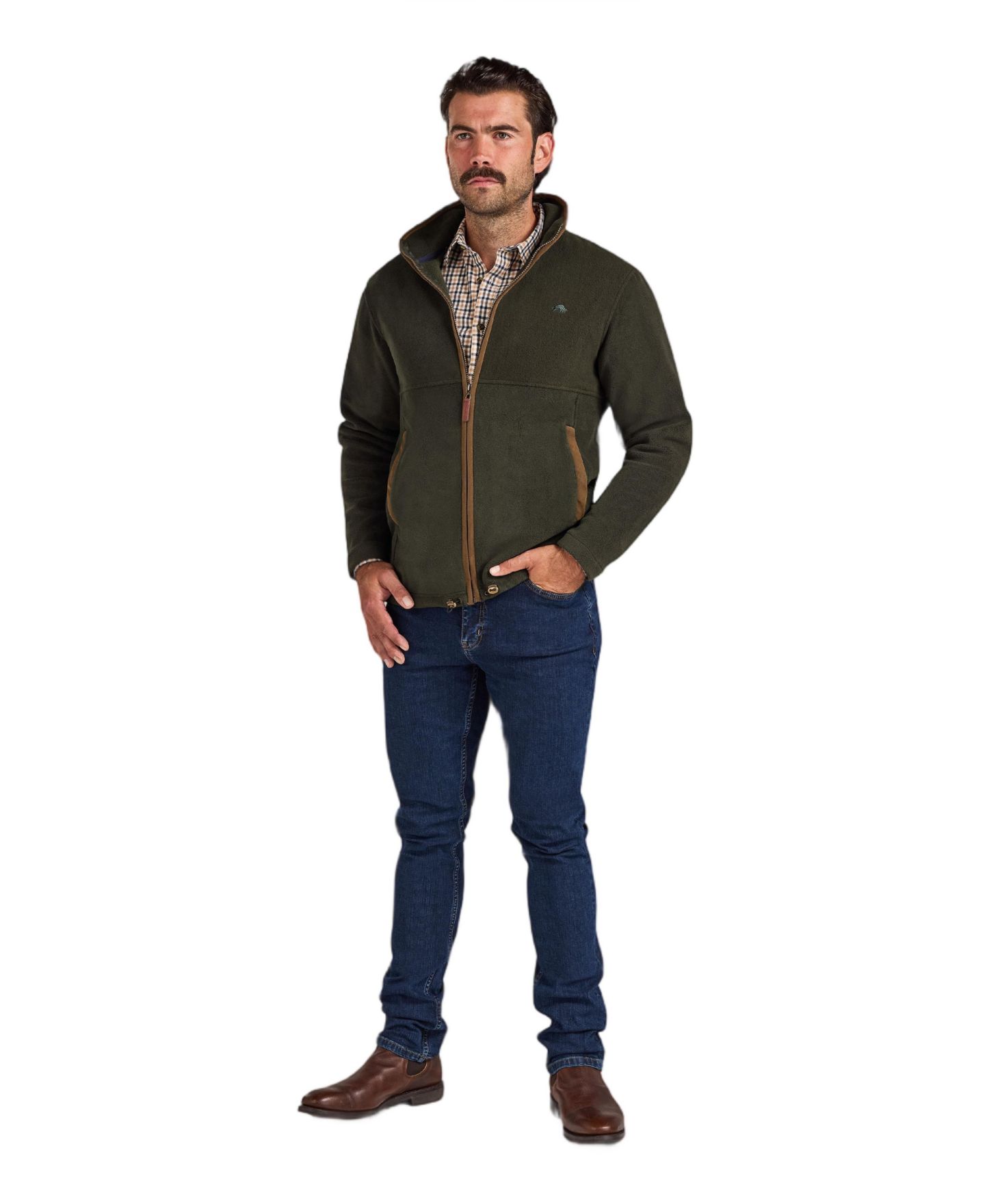 Мужская куртка Raging Bull Classic Relaxed-Fit High-Neck Fleece, цвет: Тёмно-зелёный — фото 6