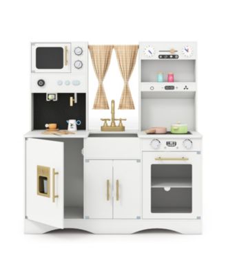 40-Inch Kids' Play Kitchen with Ice Maker and Weather Slider, Ages 3+