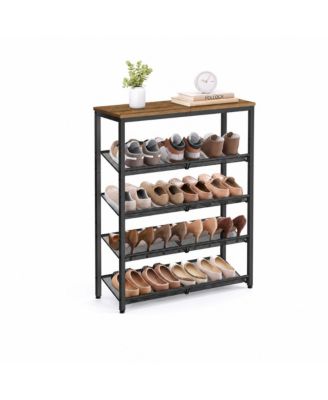 29.5 in Narrow Shoe Rack with Mesh Shelves and 59.5 lb Top