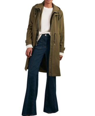 Women's Alizeh Hooded High-Funnel-Neck Mid-Length Raincoat
