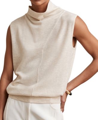 Women's Honey Mock-Neck Sleeveless Wool Tank Top
