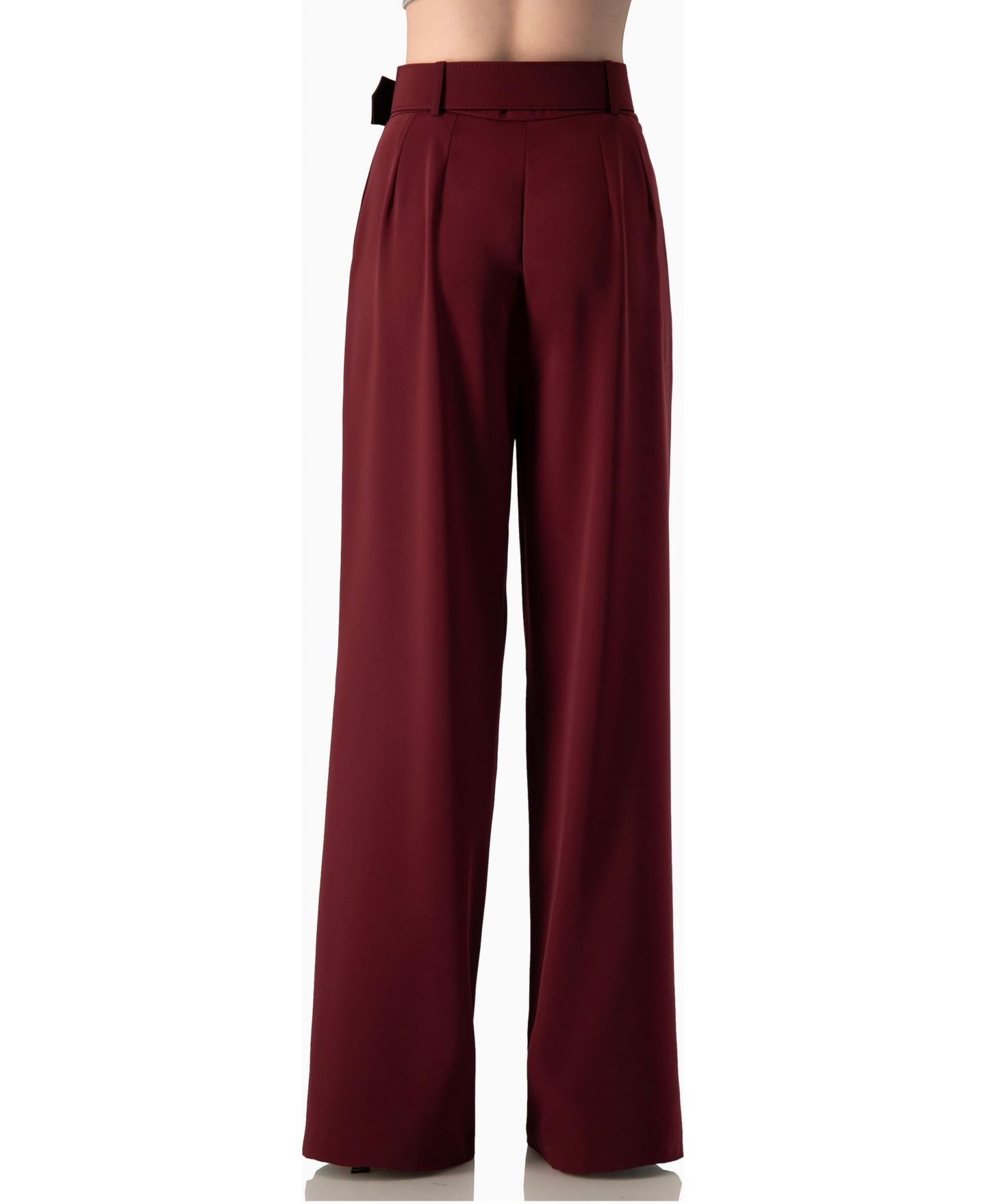 Женские брюки Ivonne High-Waisted Wide-Leg Pleated, цвет: Винный — фото 2