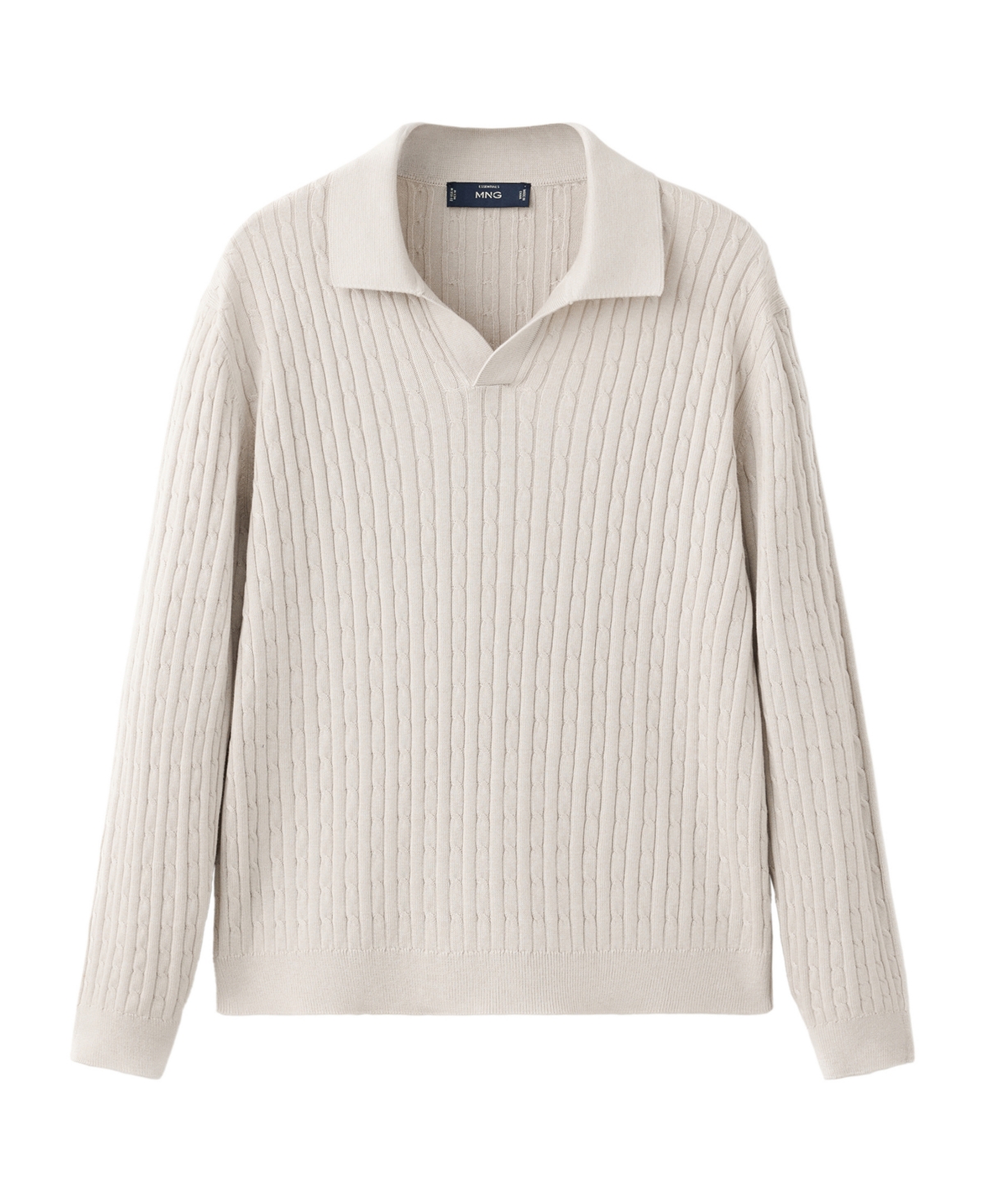 Mango Men's Polo Marss Long-Sleeve Straight-Fit Fine-Knit Polo Shirt - Light Pastel Gray