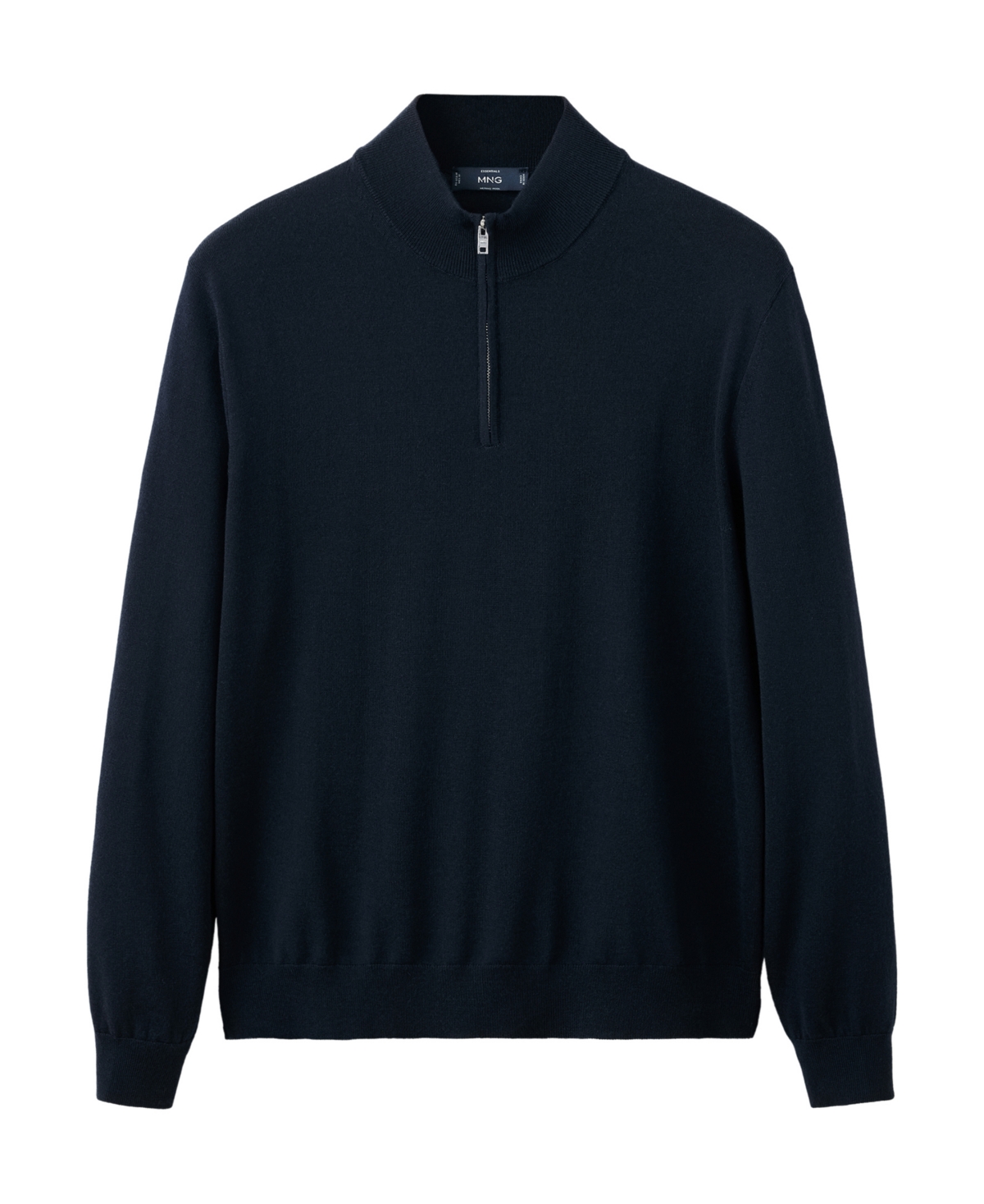 Mango Men's Willyp Quarter-Zip Mock Neck Wool Sweater - Navy
