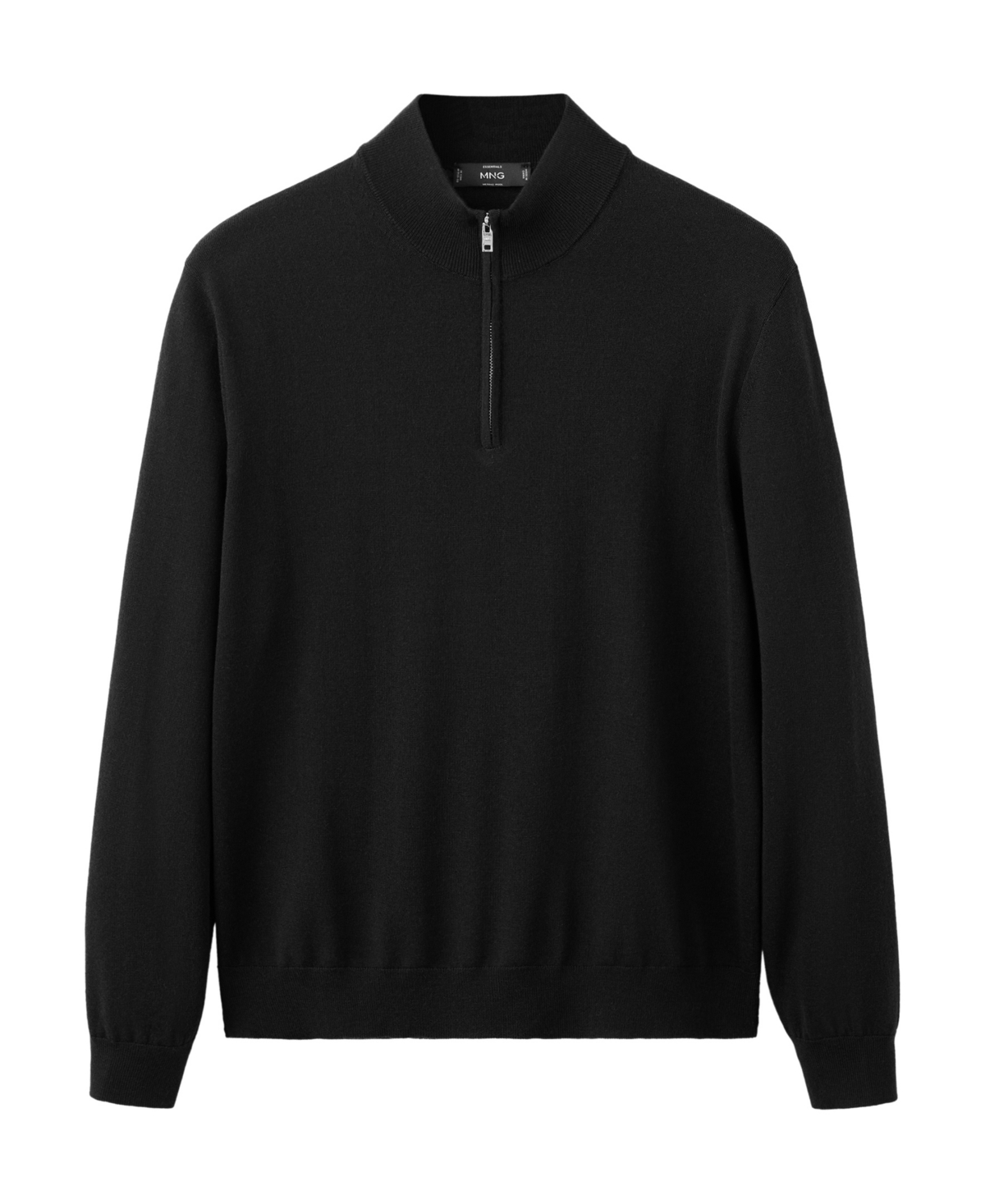 Mango Men's Willyp Quarter-Zip Mock Neck Wool Sweater - Black