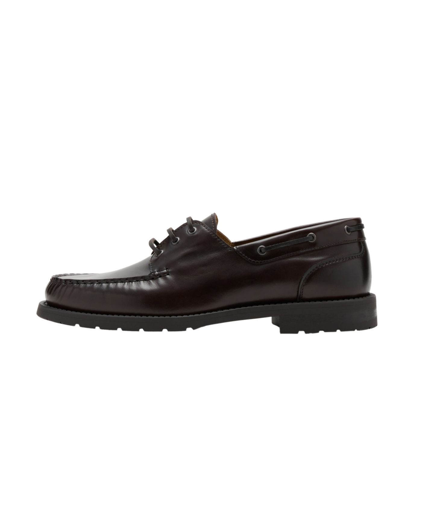 Мужские туфли Mango Nautilea Leather Round Toe Lace-Up Boat, цвет: Коричневый — фото 5