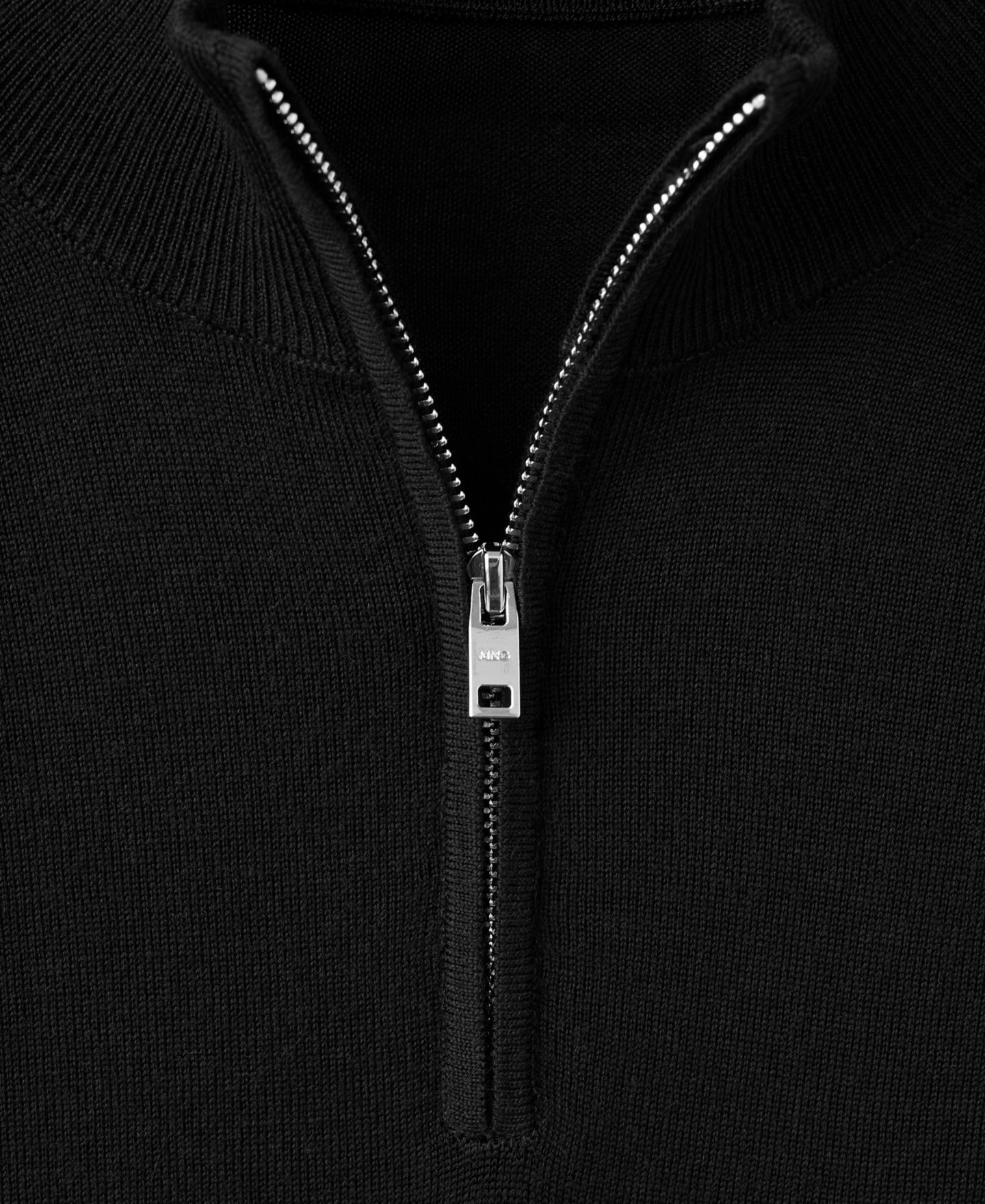 Мужской свитер Mango Willyp Quarter-Zip Mock Neck Wool, цвет: Чёрный — фото 8