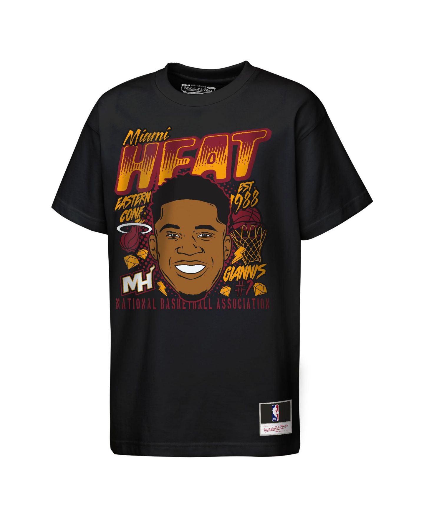 Детская футболка Mitchell & Ness Giannis Antetokounmpo Black Miami Heat Headshot — фото 1