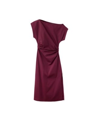 Women's Asymmetrical Pleated Midi Dress