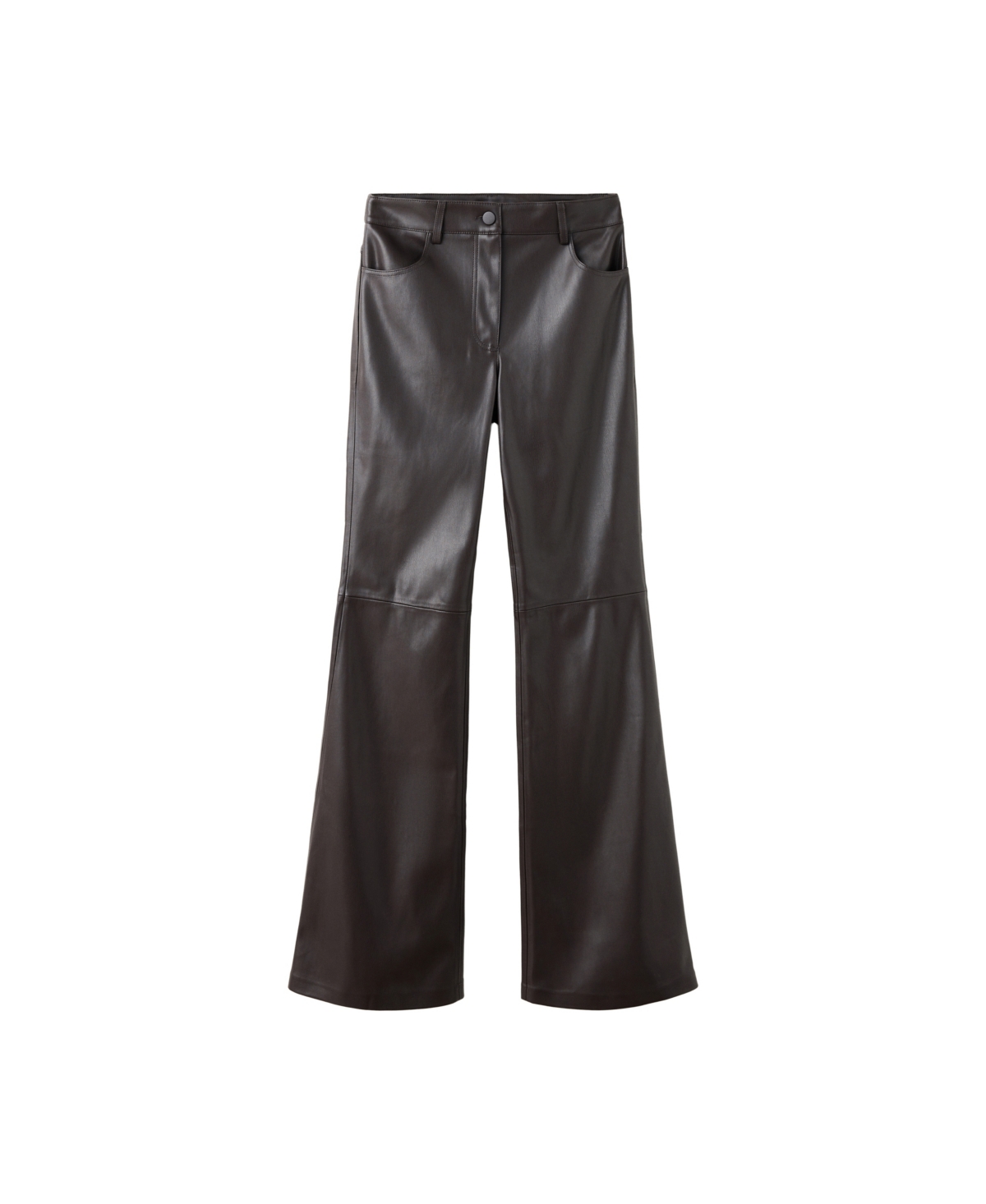 Mango Women's High-Rise Flared Faux Leather Pants - Chocolate