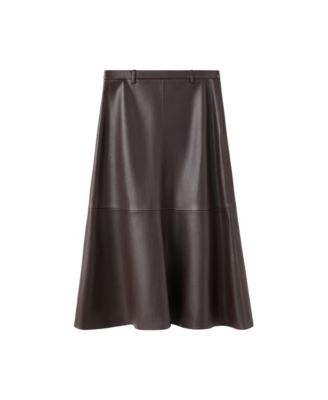 Women's Midi A-Line Faux Leather Skirt