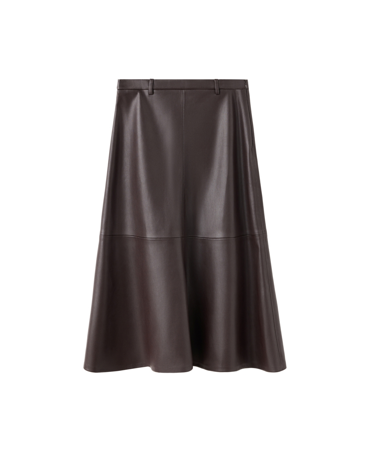 Mango Women's Midi A-Line Faux Leather Skirt - Chocolate