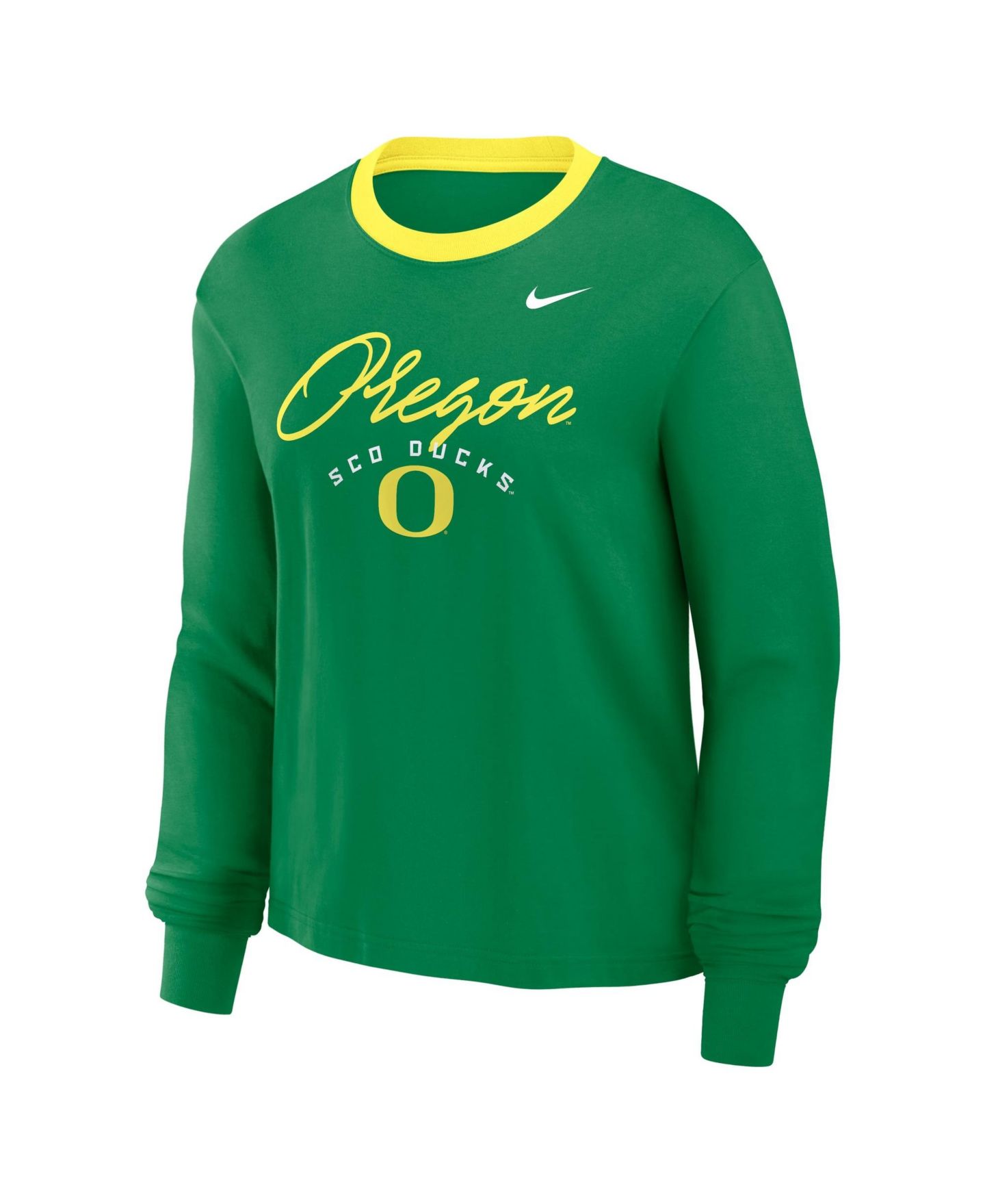 Женская футболка Nike Oregon Ducks Green Ringer Boxy Long-Sleeve — фото 3