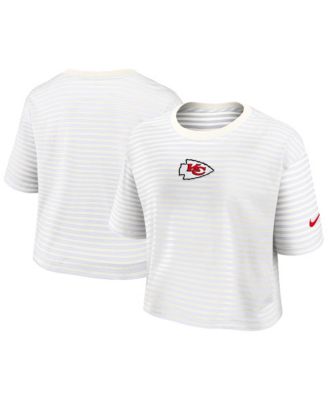 Women's Yellow/Cream Kansas City Chiefs Striped Cropped T-Shirt