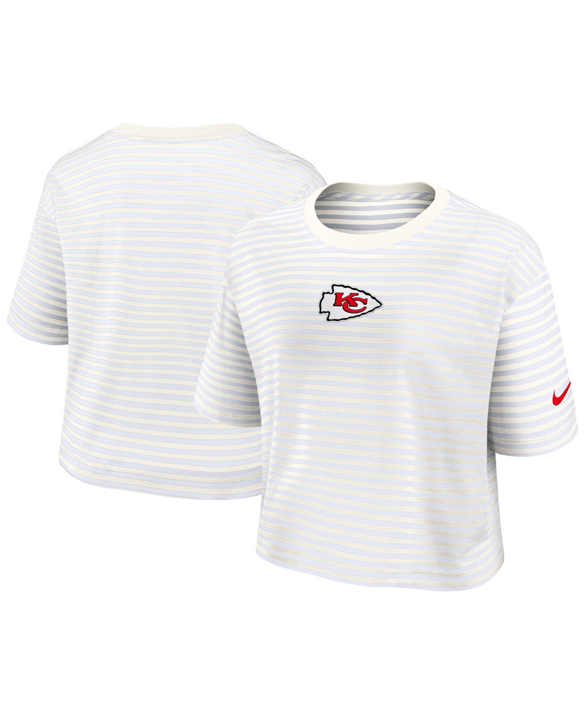 Nike Women's Yellow/Cream Kansas City Chiefs Striped Cropped T-Shirt - Yellow, Cream