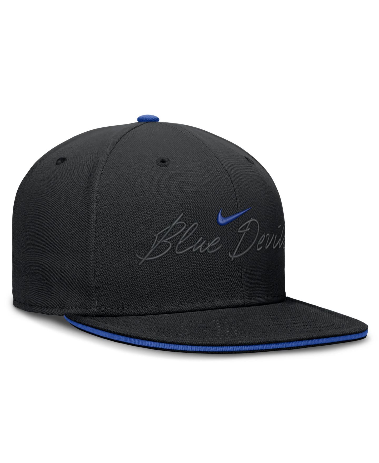 Мужская кепка Nike Black Duke Blue Devils Dri-FIT Primetime Script Fitted Hat — фото 3
