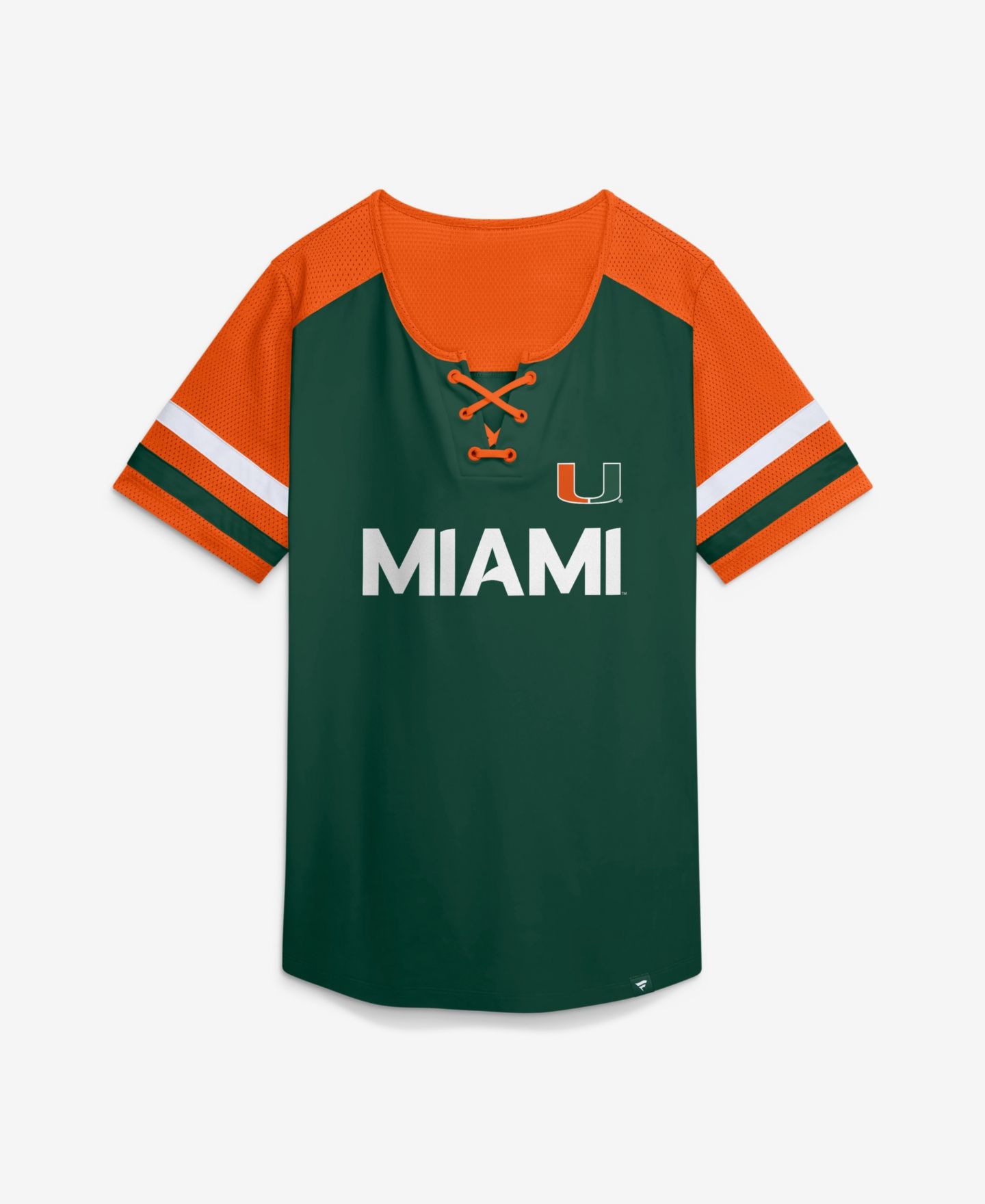 Женская футболка Fanatics Green Miami Hurricanes Power Play Athena Lace-Up — фото 1