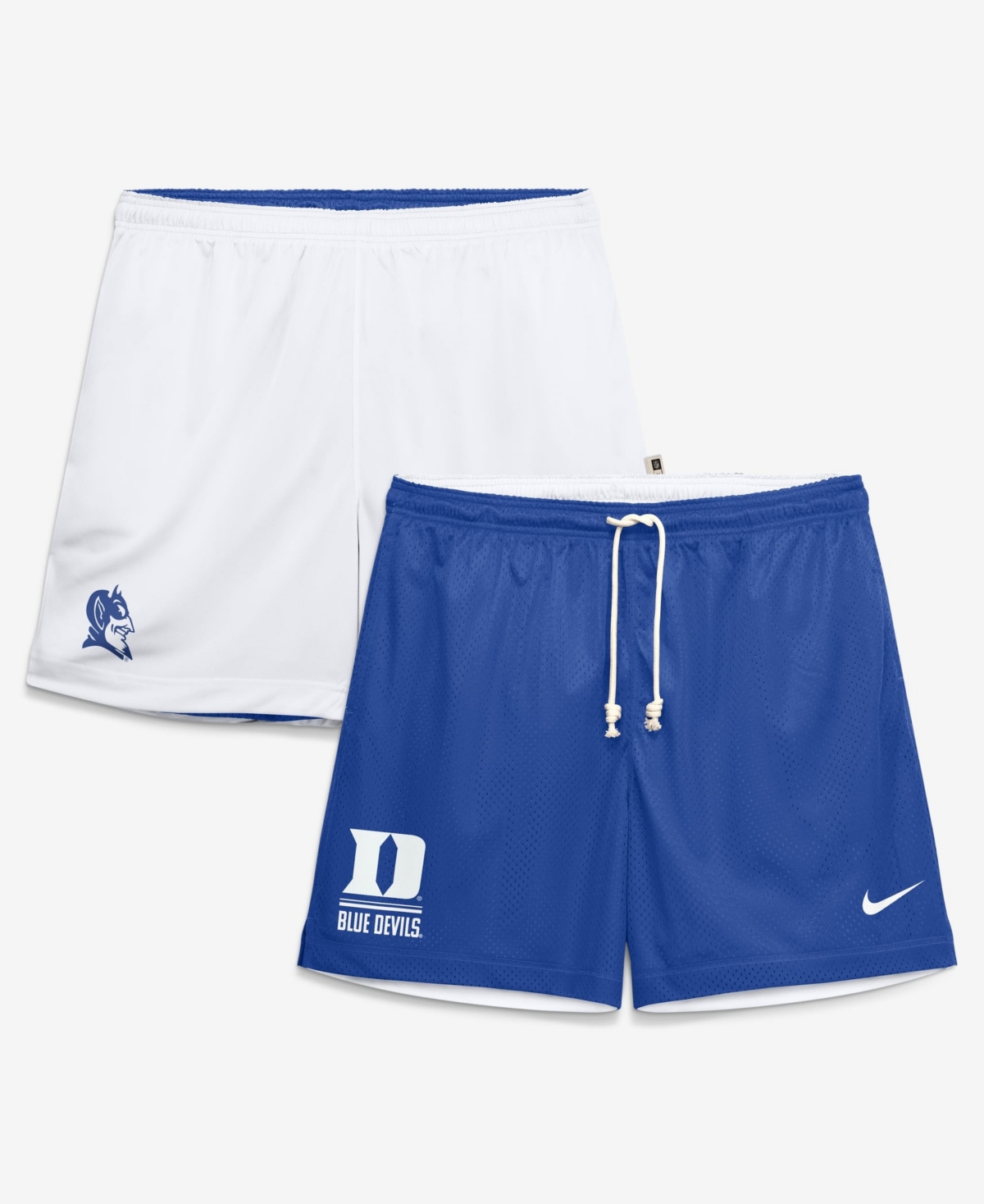 Nike Men's Royal/White Duke Blue Devils Courtside Reversible Dri-fit Shorts - Royal, White