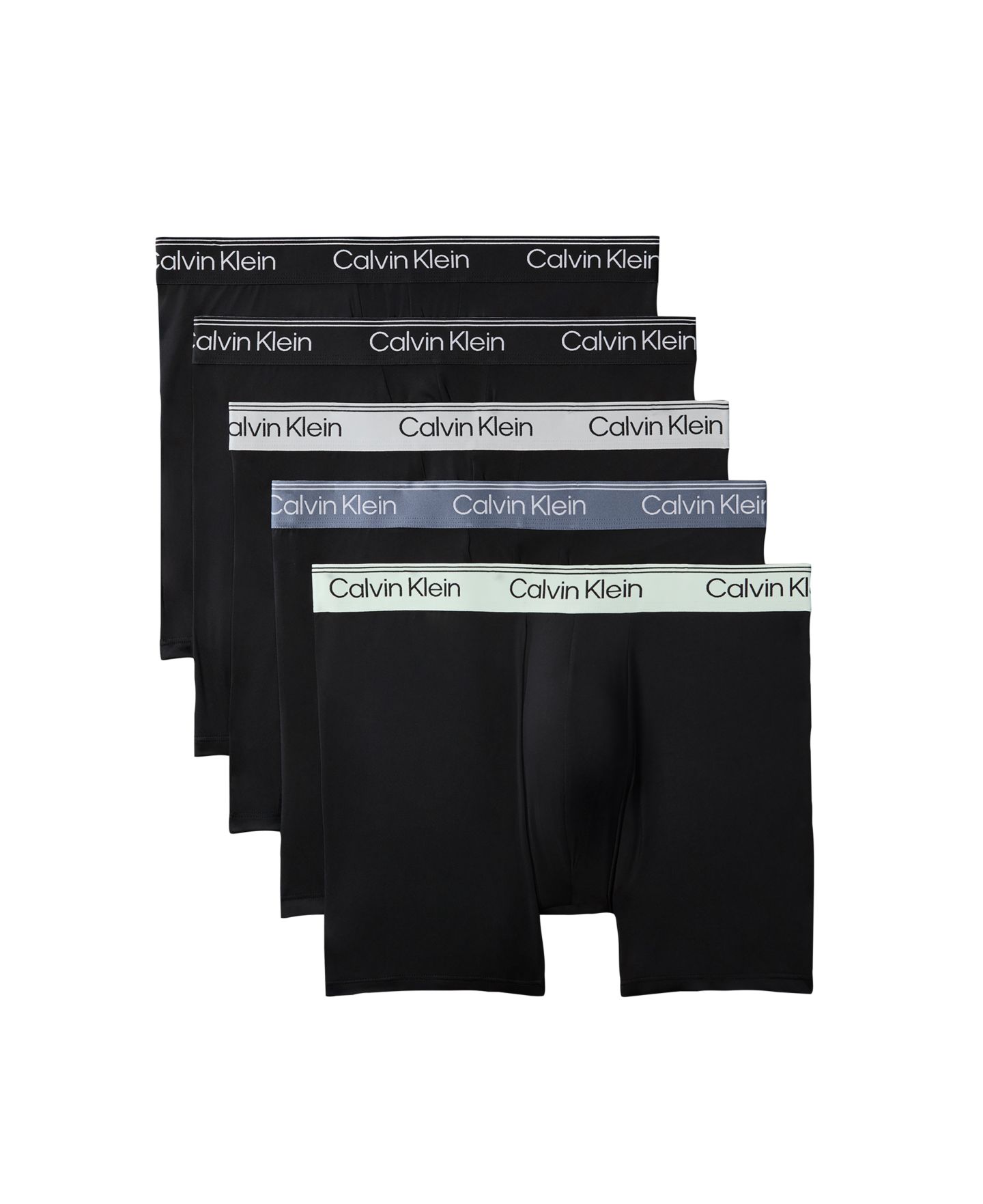 Трусы-боксеры для мужчин, микрофибра, стрейч, 5 шт. — Calvin Klein, цвет: Чёрный / Синий, вариант 1 — фото 1