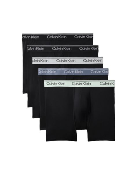 Трусы-боксеры для мужчин, микрофибра, стрейч, 5 шт. — Calvin Klein, цвет: Чёрный / Синий