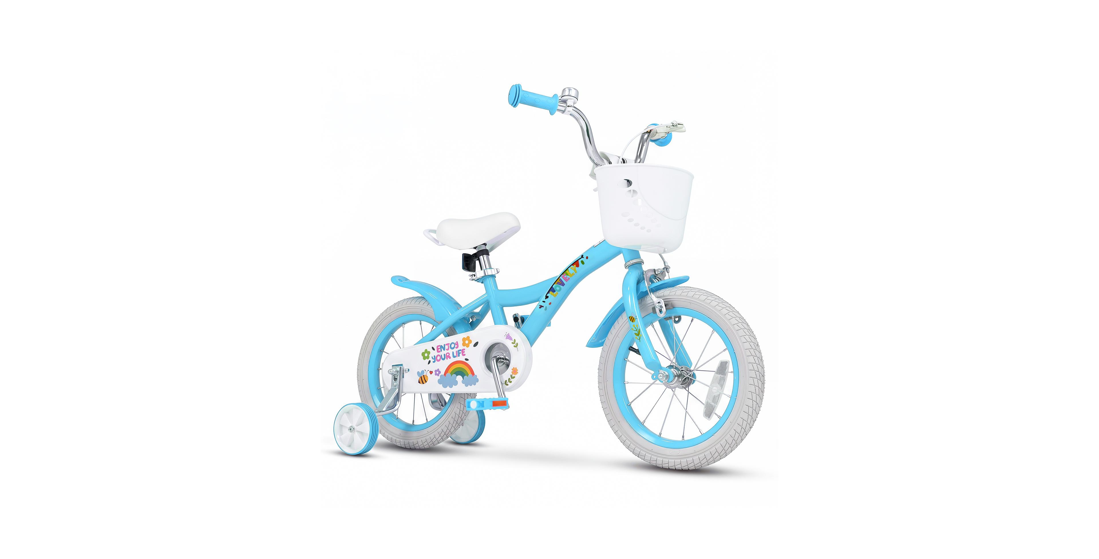 Costway 12" Girls Bike with Removable Training Wheels and Front Basket, 110 lbs. Capacity, Ages 3-8