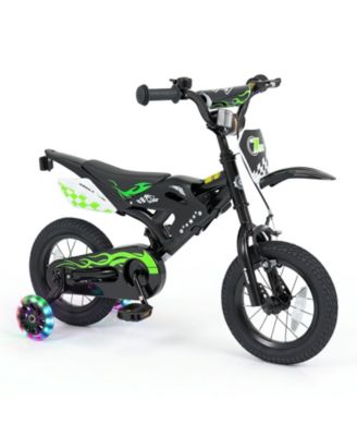 Motocross Style Kids Bike with Removable Training Wheels and Dual Brake System Bicycle for Ages 3-4 Years