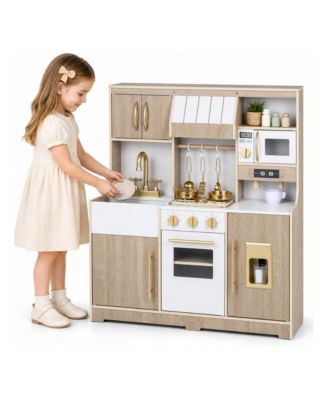 Wooden Play Kitchen with Lights, Sounds and Ice Maker, Ages 3+