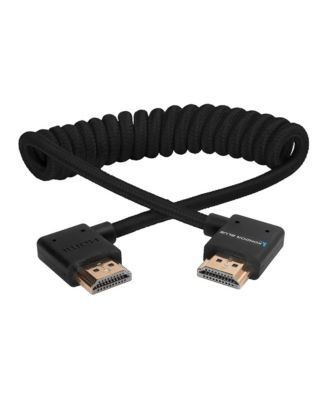 12-24" Right-Angle HDMI Braided Coiled 4K HDMI 2.0 Cable