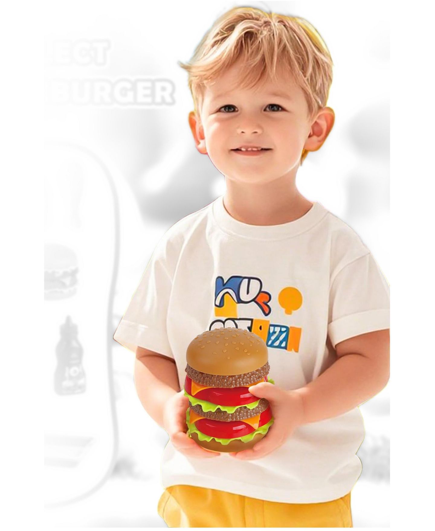 Детский игровой набор GNUADZ Burger Shop Play Food Playset, 3–7 лет, цвет: Interactive Burger Shop Play Set — фото 3