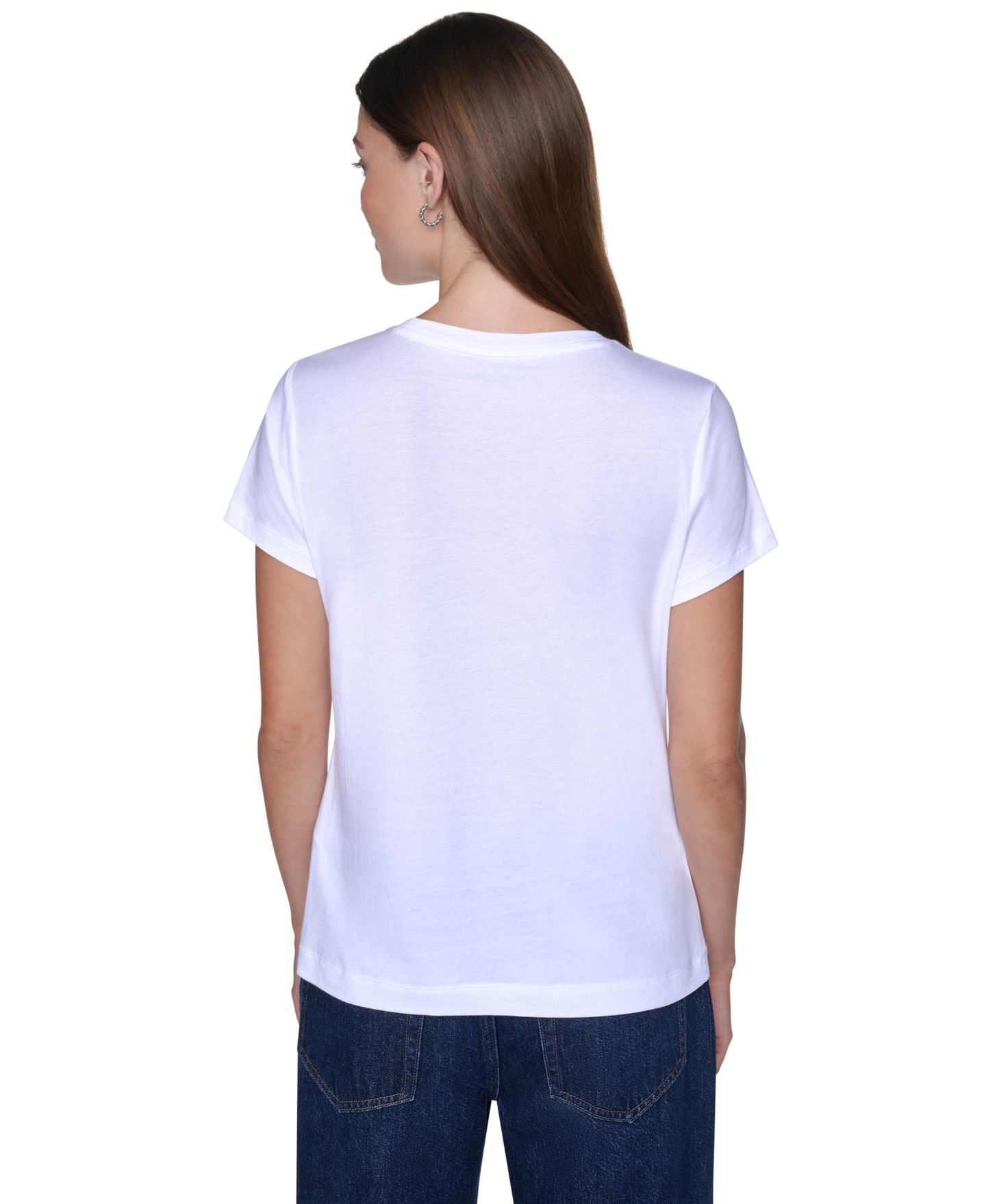 Женская футболка DKNY Jeans Petite Manhattan Logo Graphic Crewneck Short-Sleeve, цвет: Белый / Комбинированный — фото 5