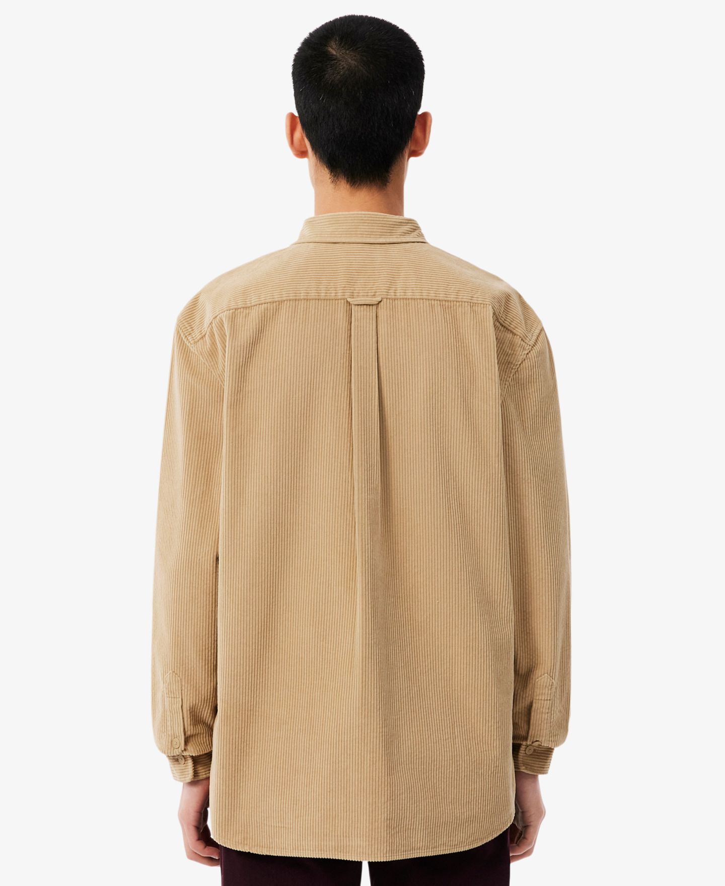 Мужская рубашка Lacoste Corduroy Regular-Fit Button Down, цвет: Тёмный бежевый — фото 4