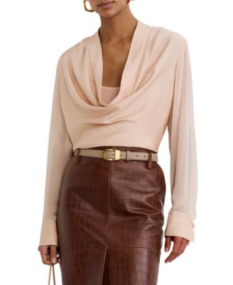 Women's Dina Cowl Neck Long-Sleeve Satin Blouse