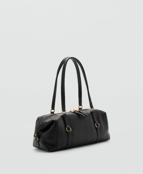 Женская сумка Mango Lottab Faux Leather Metallic Details Shoulder, цвет: Чёрный