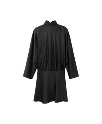 Women's Long-Sleeve Mock Neck Bow Dress