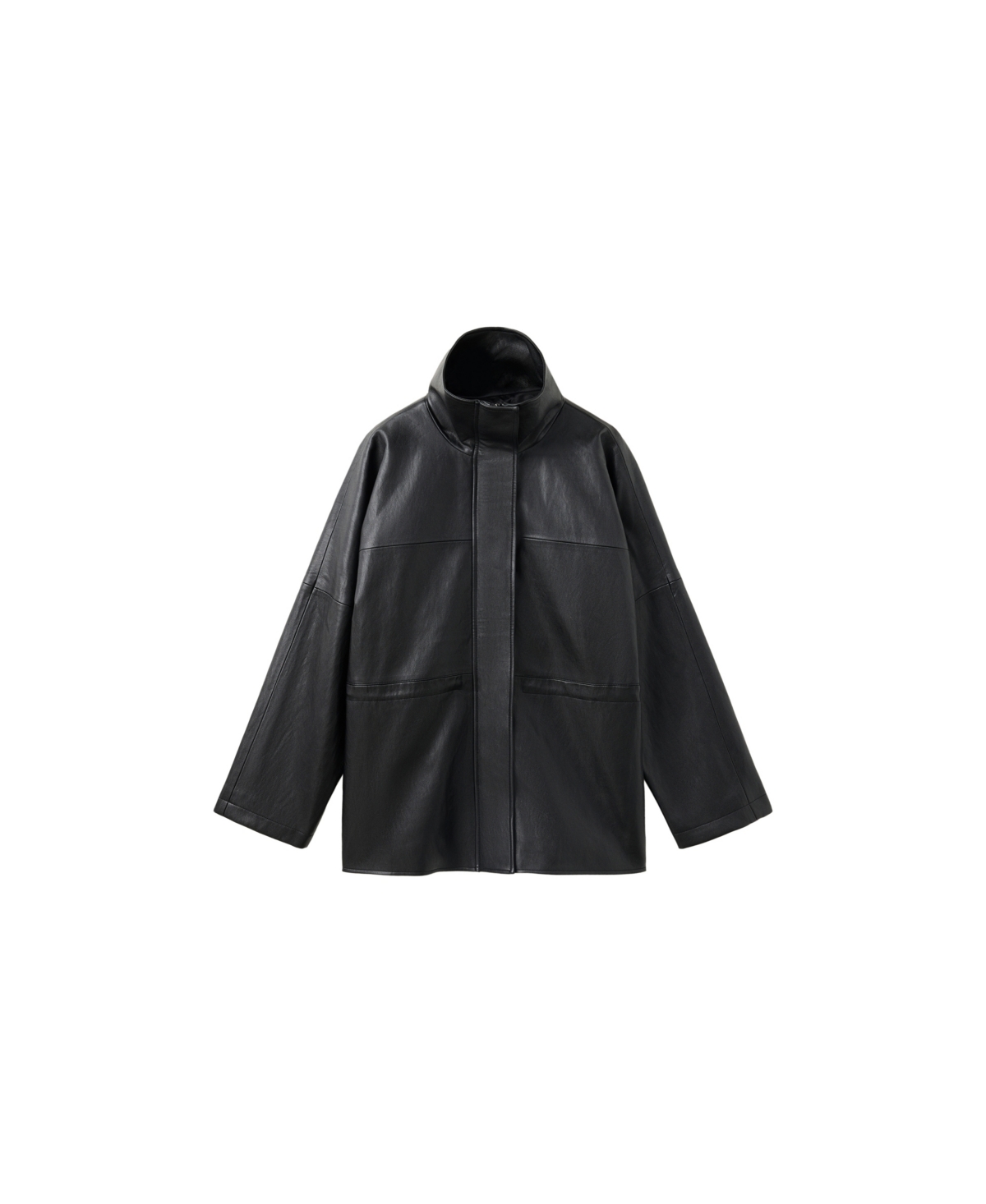 Mango Women's Faux Leather Funnel Neck Oversized-Fit Jacket - Black