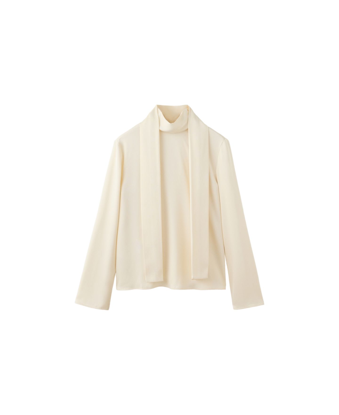 Женская блузка Mango Long-Sleeve Turtleneck Scarf-Detail, цвет: Экрю — фото 1
